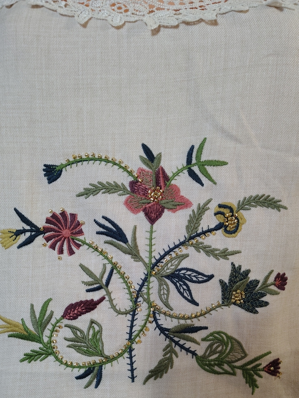 Badgley Mischka Embroidered Linen Boho Cottagecore Tank M - Picture 6 of 14